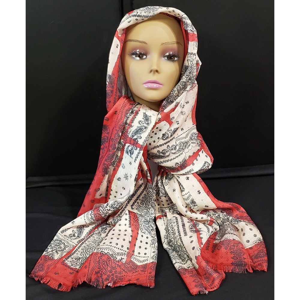 Sehr-i Sal Istanbul Turkish Turkey Red & Black Muslim Hijab Head Scarf‎ 72"x30"